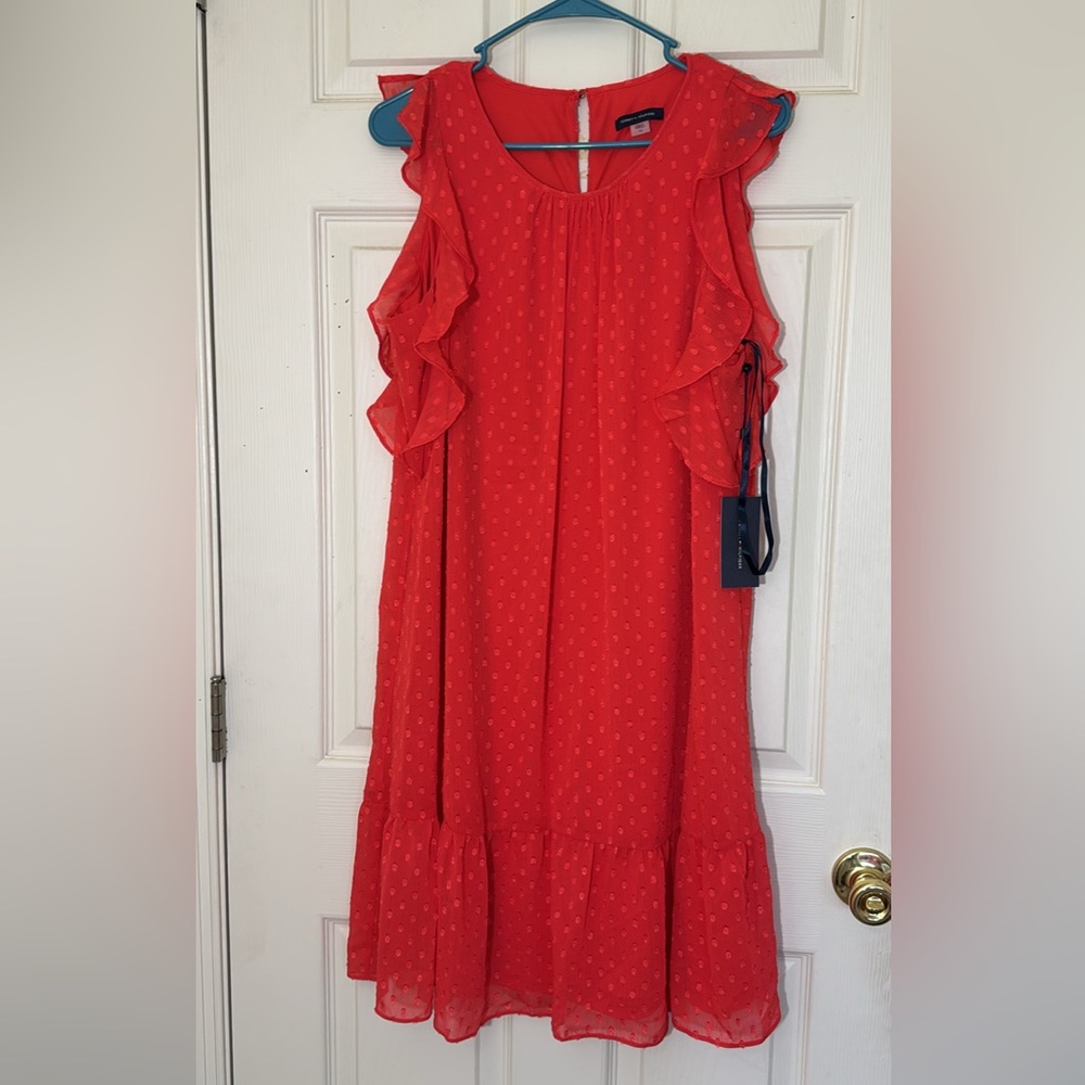 NWT Tommy Hilfiger Women’s Summer Dress Size 14 Orange Fully Lined Dress